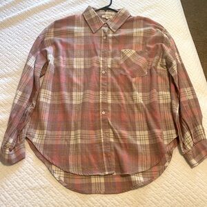 Pink plaid button down flannel